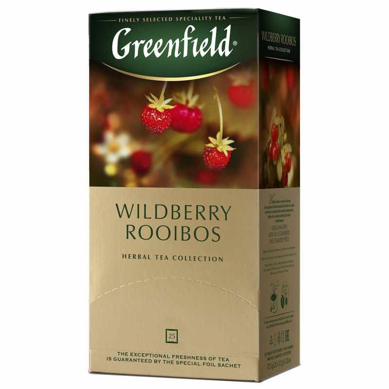 картинка Гринфилд ПАКЕТ Wildberry Rooibos Травяной Земляника Клюква 25шт от нашего магазина