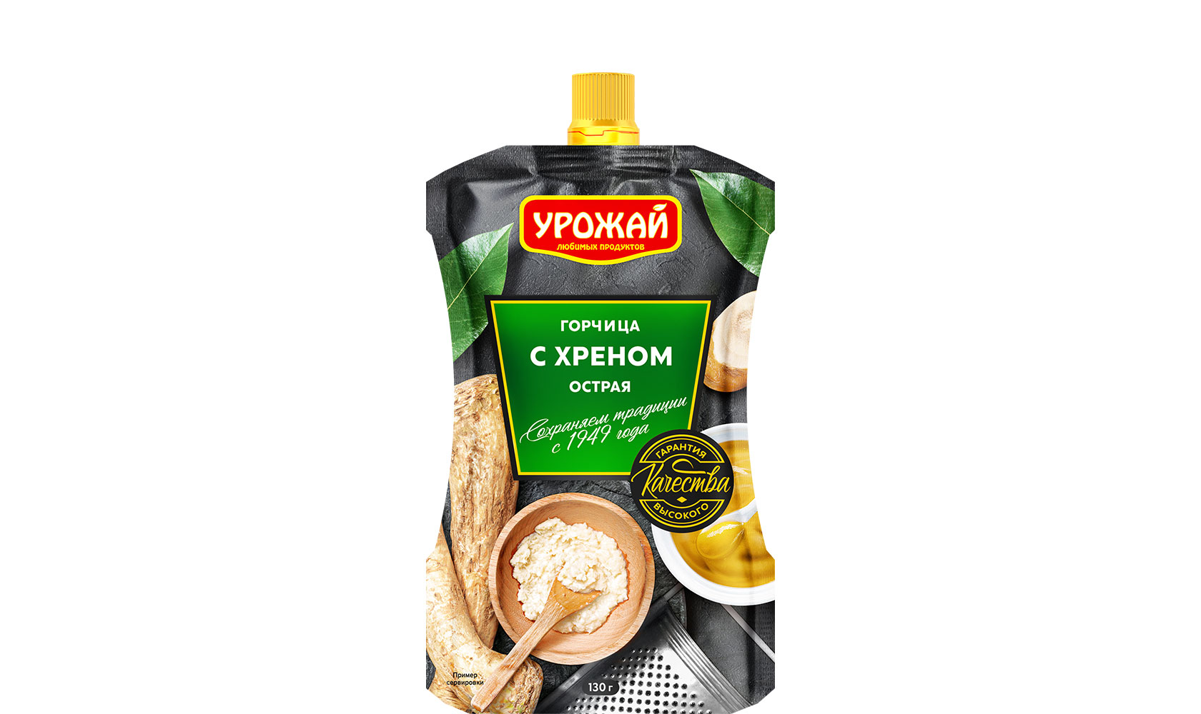 картинка УРОЖАЙ горчица с ХРЕНОМ дой-пак 130г от нашего магазина