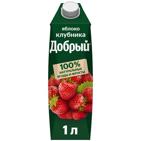 картинка Добрый КЛУБНИКА ЯБЛОКО 1л Тетра нектар от нашего магазина