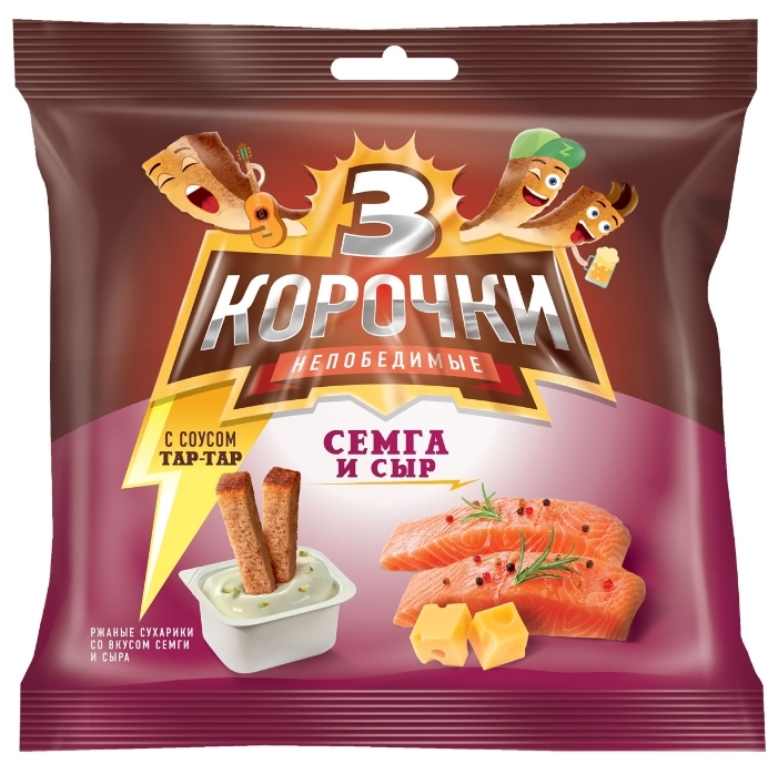 картинка Три корочки СЫР СЕМГА ТАРТАР соус Сухарики 60г от нашего магазина