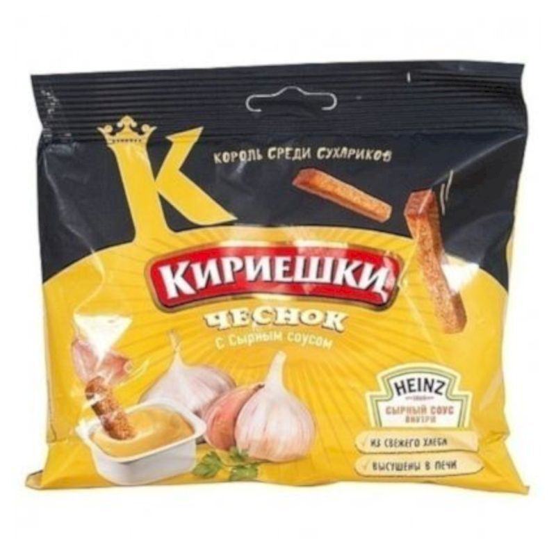 картинка Кириешки ЧЕСНОК СЫРНЫЙ соус Сухарики 60г от нашего магазина