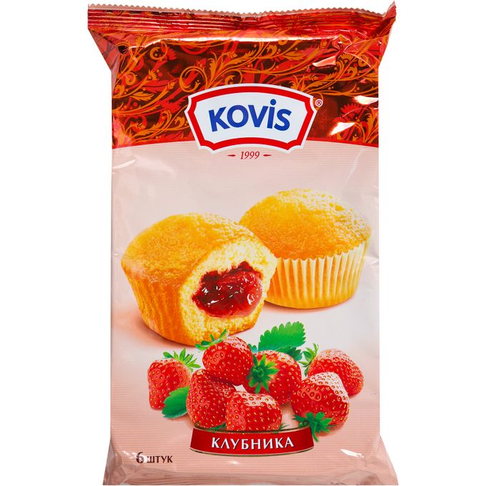 картинка  Ковис Мини-маффины КЛУБНИКА 200гр от нашего магазина