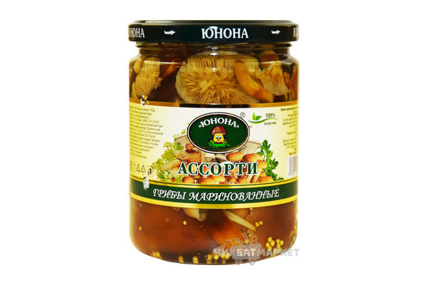 картинка ЮНОНА Грибы Ассорти 500г ст\б от нашего магазина