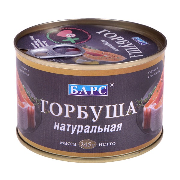 картинка БАРС Горбуша натуральная куски 245 гр КРУГ от нашего магазина